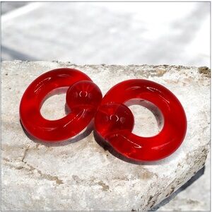 00g (10mm) Pair Red Acrylic Captive Bead Rings - Body Piercing Jewelry New!